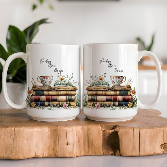 Book Lovers Coffee Mug, Great Librarian Gift Set, Latte Mug - Picture 1 of 3